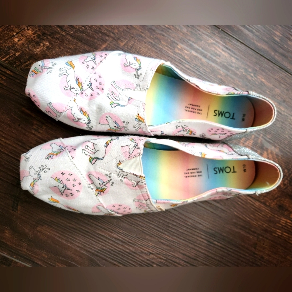 Women's TOMS Unicorn Shimmer Shoes Espadrilles, Size 10